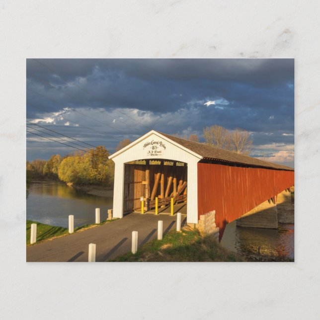 Die 1875 erbaute Medora bedeckte Brücke Postkarte (Vorderseite)
