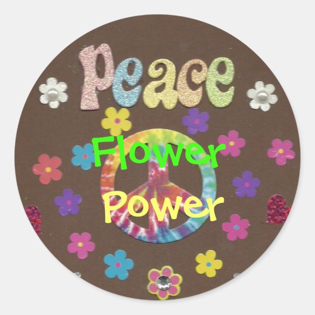 Die 1960er: Aufkleber für Blume-Power (Vorderseite)