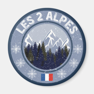 Die 2 Alpen Skistation Magnet