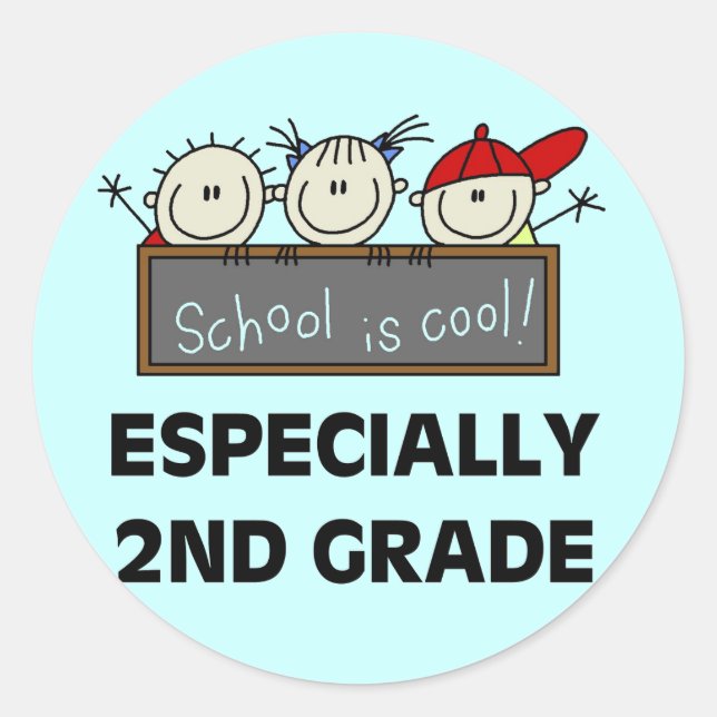 Die 2. Grade School ist Coole Tshirts und Geschenk Runder Aufkleber (Vorderseite)
