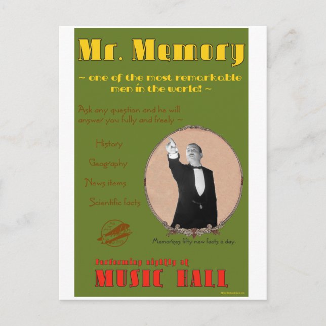 Die 39 Schritte: Werbeplakat für Herrn Memory Postkarte (Vorderseite)