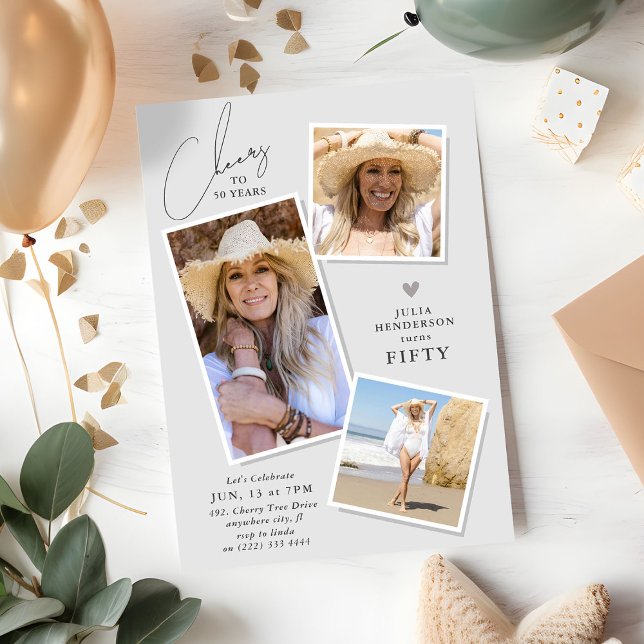 Die 3 Picture Birthday Party der Jahre Einladung (Von Creator hochgeladen)