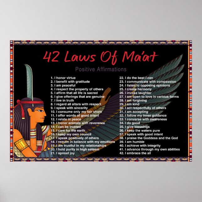 Die 42 Gesetze des Maat - Positive Affirmations Po Poster (Vorne)