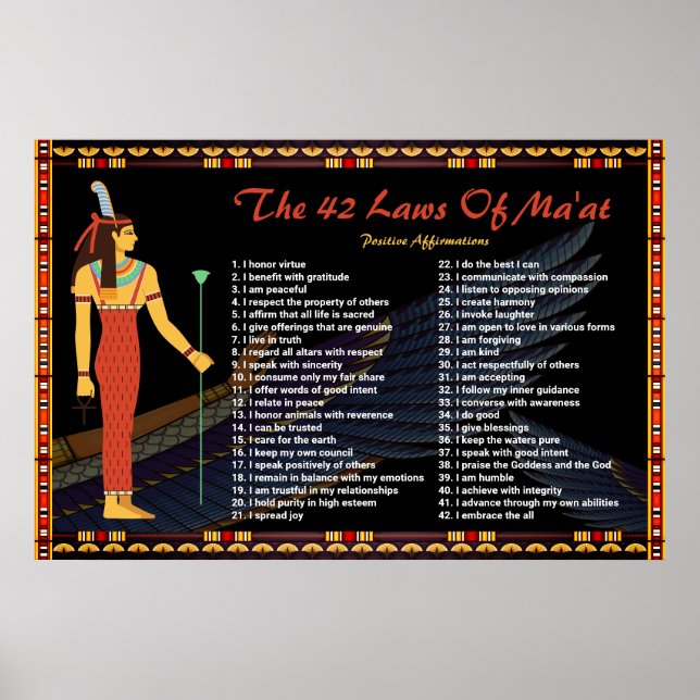 Die 42 Gesetze des Maat - Positive Affirmations Po Poster (Vorne)