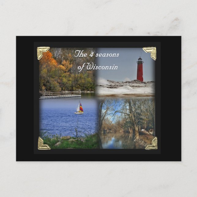 Die 4 Jahreszeiten von Wisconsin Postkarte (Vorderseite)