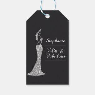 Die 50. Modern Silver Cocktail Dress Birthday Geschenkanhänger
