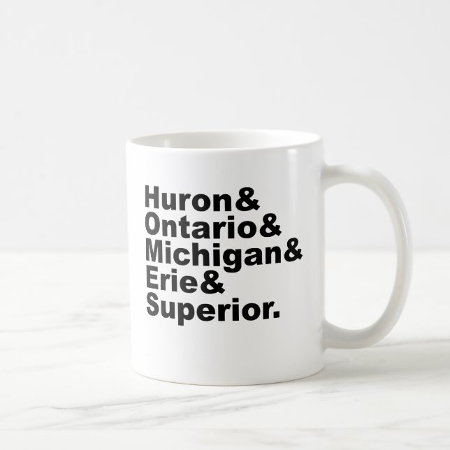 Die 5 großen Seen| Huron Ontario Michigan Erie Kaffeetasse (Rechts)