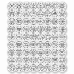 Die 72 Dämonensegel von Ars Goetia (schwarz) Aufkleber