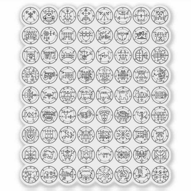 Die 72 Dämonensegel von Ars Goetia (schwarz) Aufkleber (Vorderseite)