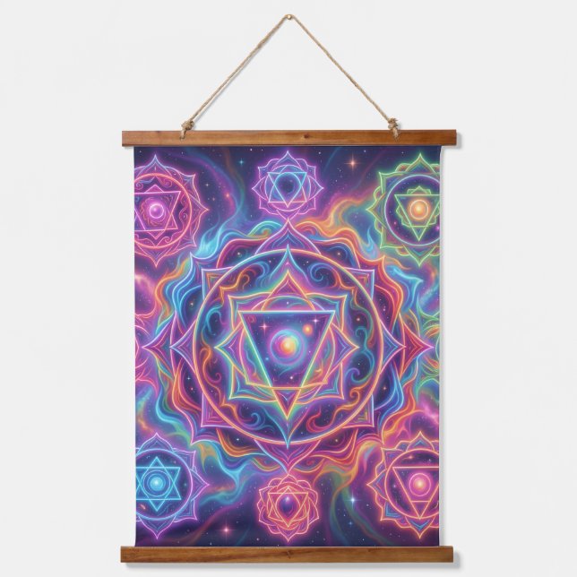 Die 7 Chakren´10 Wandteppich Mit Holzrahmen (Vorderseite)