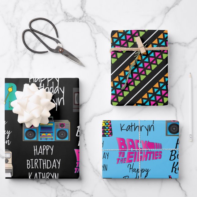 Die 80er Jahre Personalisiert Geschenkpapier Set (Vorderseite)