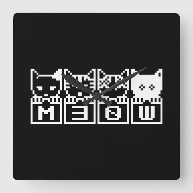 DIE 8-BIT-KATZE M30W QUADRATISCHE WANDUHR (Vorderseite)
