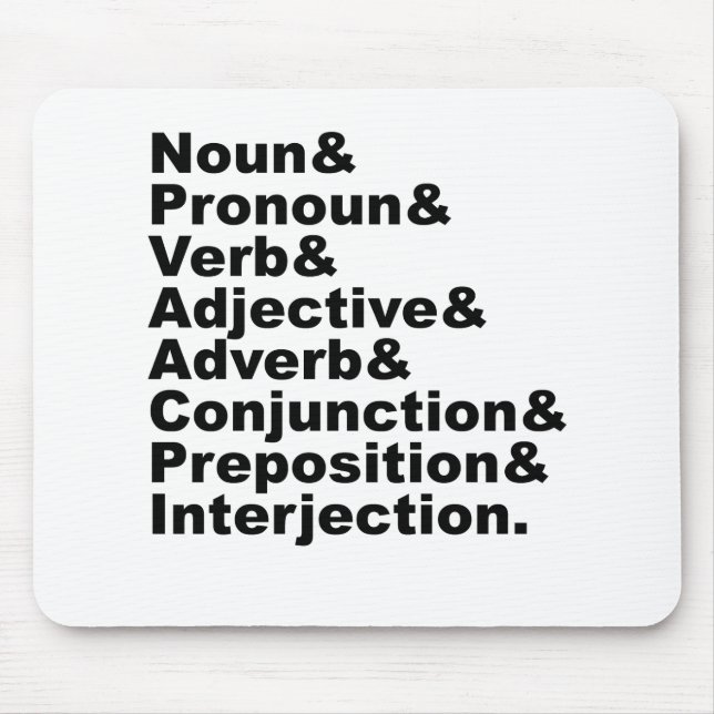 Die 8 Teile der englischen Sprache Mousepad (Vorne)