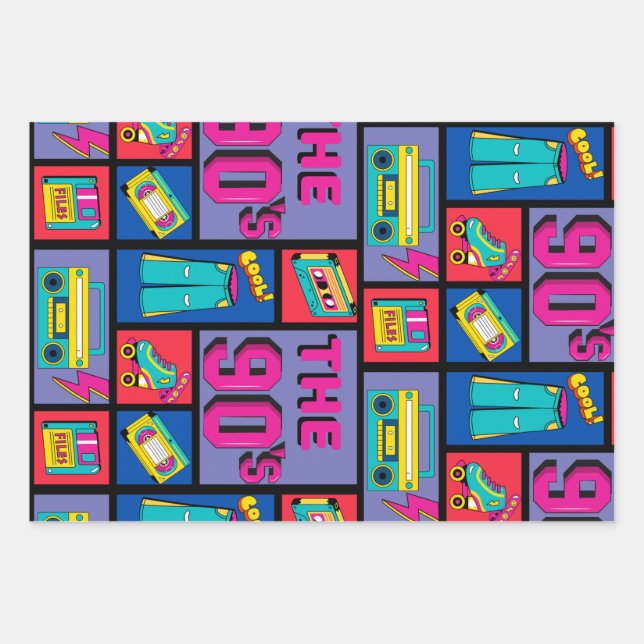 Die 90er Jahre Geschenkpapier Set (Vorderseite)