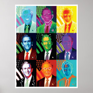 Die 9 Gesichter von Bush-Plakat Poster