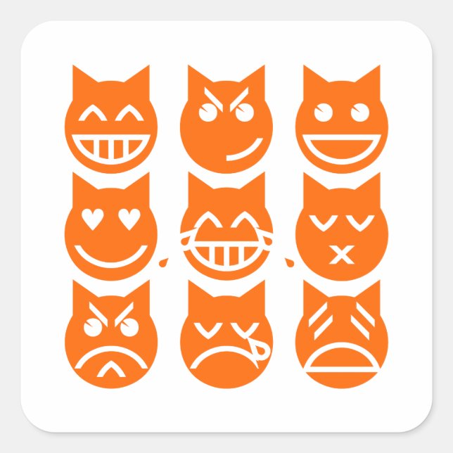 Die 9 Leben der Emoji-Katze Quadratischer Aufkleber (Vorderseite)