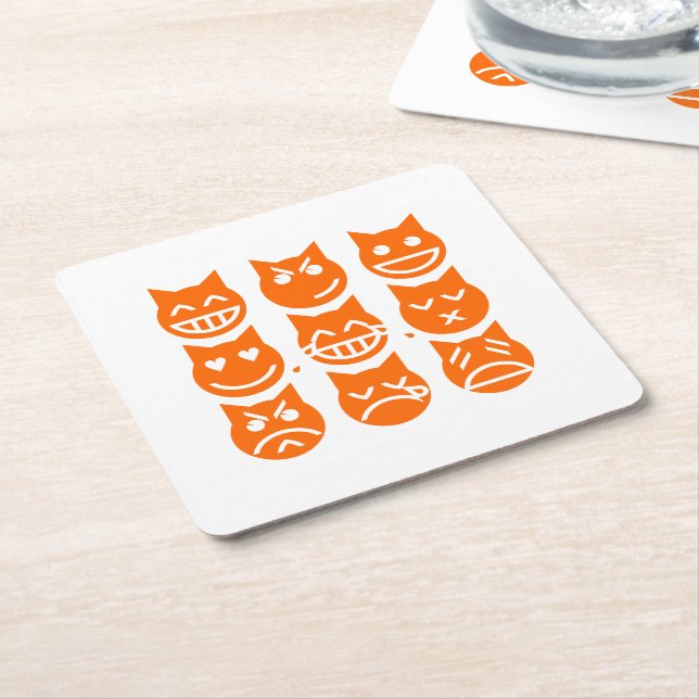 Die 9 Leben der Emoji-Katze Rechteckiger Pappuntersetzer (angewinkelt)