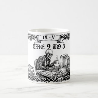 Die 9-to-5-Tarotkarte | Lustiges Firmenskelett Kaffeetasse