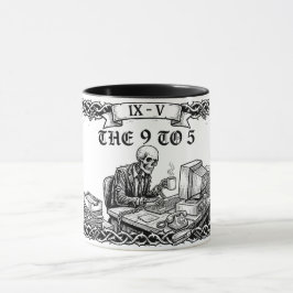 Die 9-to-5-Tarotkarte | Lustiges Firmenskelett Tasse