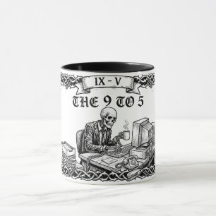 Die 9-to-5-Tarotkarte Lustiges Firmenskelett Tasse