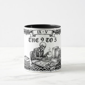 Die 9-to-5-Tarotkarte | Lustiges Firmenskelett Tasse
