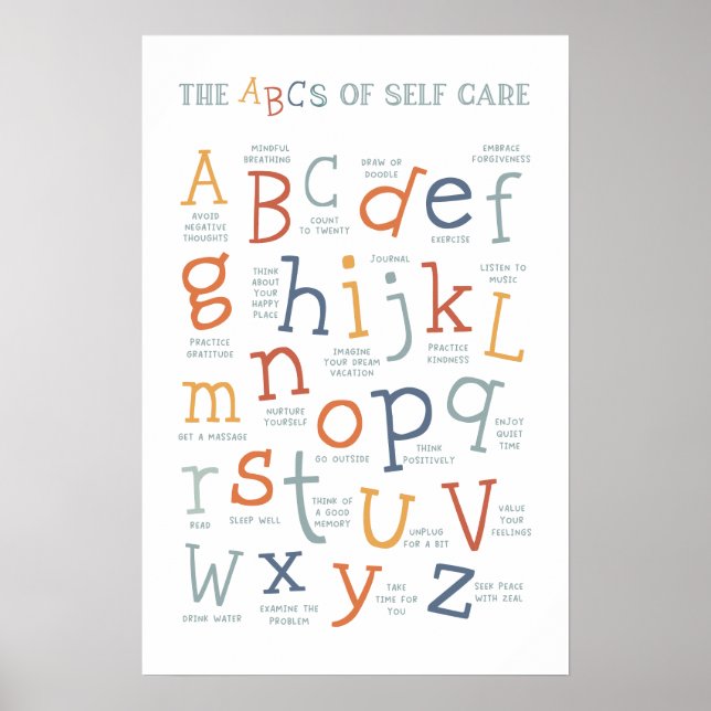 Die ABCs der Selbstversorgung BoHo Soziales Poster (Vorne)