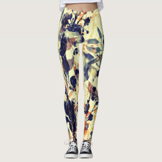 Die Abdrücke der Natur: Blütenfarben Blätter nahtl Leggings