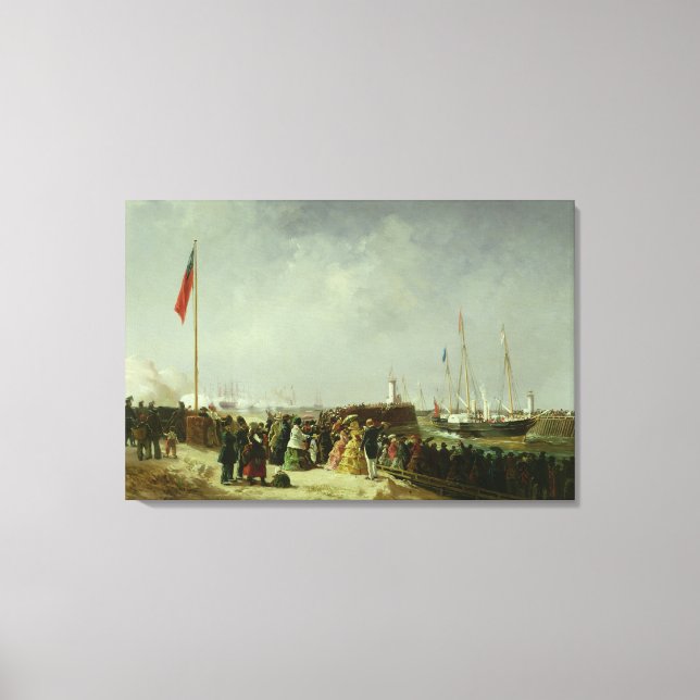 Die Abfahrt des Dampfpakets in Boulogne Leinwanddruck (Vorderseite)