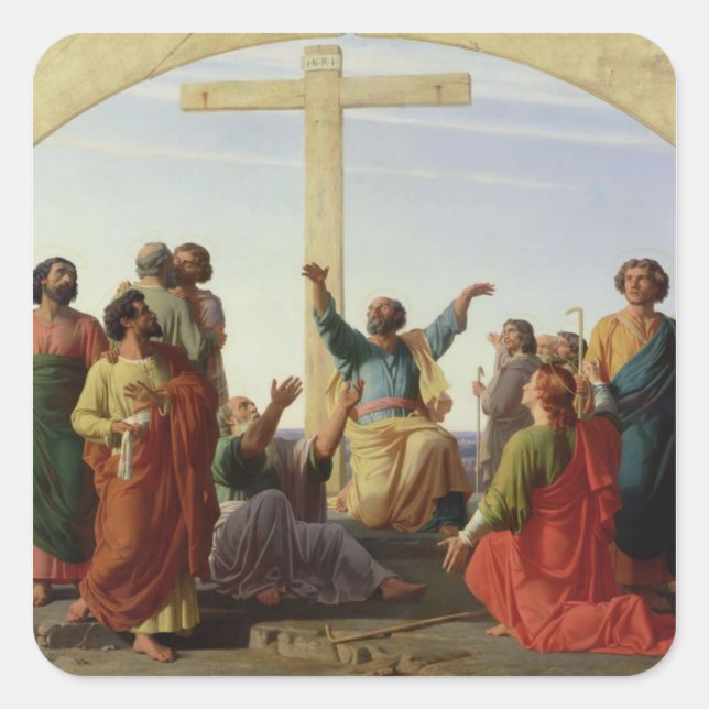 Die Abreise der Apostel, 1845 Quadratischer Aufkleber (Vorderseite)