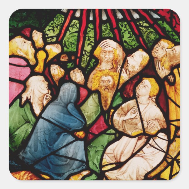 Die Abstammung des Heiligen Geistes, c.1400 Quadratischer Aufkleber (Vorderseite)