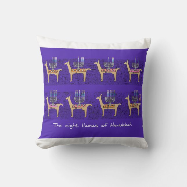 Die acht Llamas von Hannukah werfen Kissen (Vorderseite)
