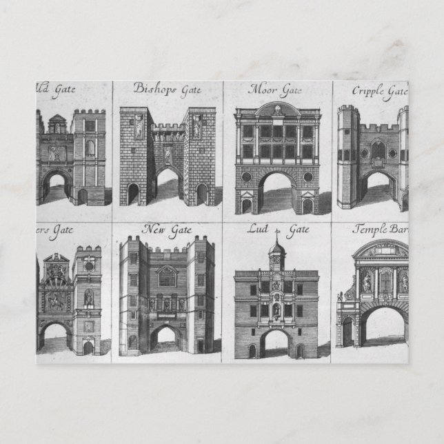 Die acht Tore der Londoner City Postkarte (Vorderseite)