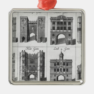 Die acht Tore der Stadt von London Silbernes Ornament
