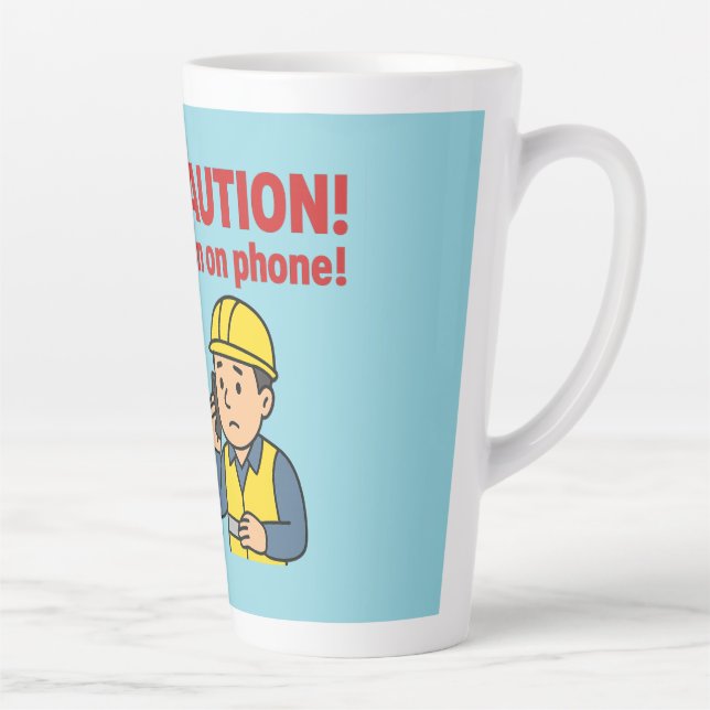 Die "ACHTUNG! Mann am Telefon!" Latte Tasse (Rechts)
