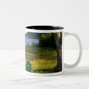 Die Adirondack-Stühle auf dem Rasen des Jordan Zweifarbige Tasse