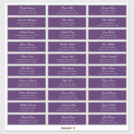 Die Adresse der lila Gäste. Hochzeitstiefel Aufkleber