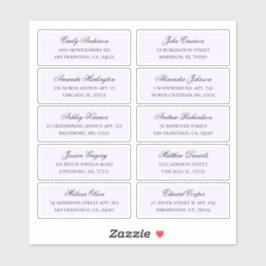 Die Adresse der lila Gäste. Hochzeitstiefel Aufkleber