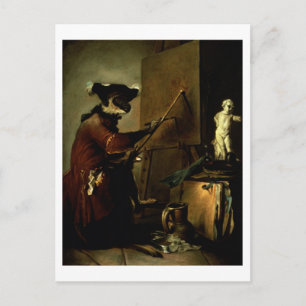 Die Affenmalerin, 1740 (Öl auf Leinwand) Postkarte