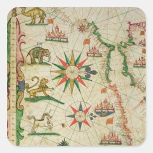 Die afrikanische Nordküste, von einem Seeatlas Quadratischer Aufkleber