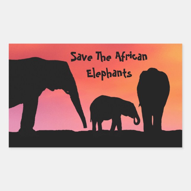 Die afrikanischen Elefanten gerettet Rechteckiger Aufkleber (Vorderseite)