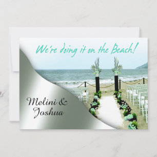Die Aisle Aqua Gray Silver Beach Hochzeit Einladung