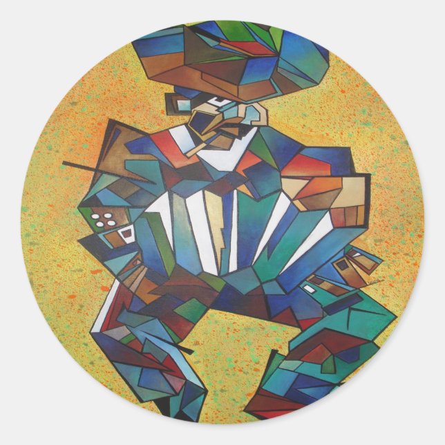 Die akkordionistische Kunst des Kubismus Runder Aufkleber (Vorderseite)