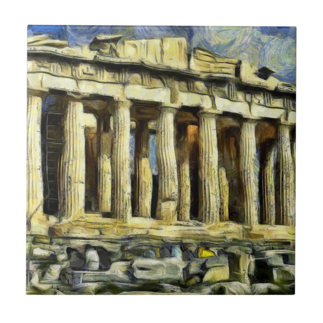 Die Akropolis in Athen Fliese (Vorderseite)