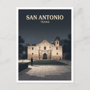 Die Alamo bei Nacht San Antonio Texas Reise Postkarte