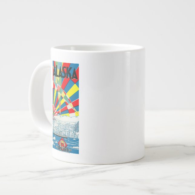 Die Alaska-Linie Dampfer-Plakat Jumbo-Tasse (Vorderseite Links)