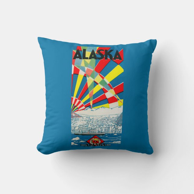 Die Alaska-Linie Dampfer-Plakat Kissen (Vorderseite)