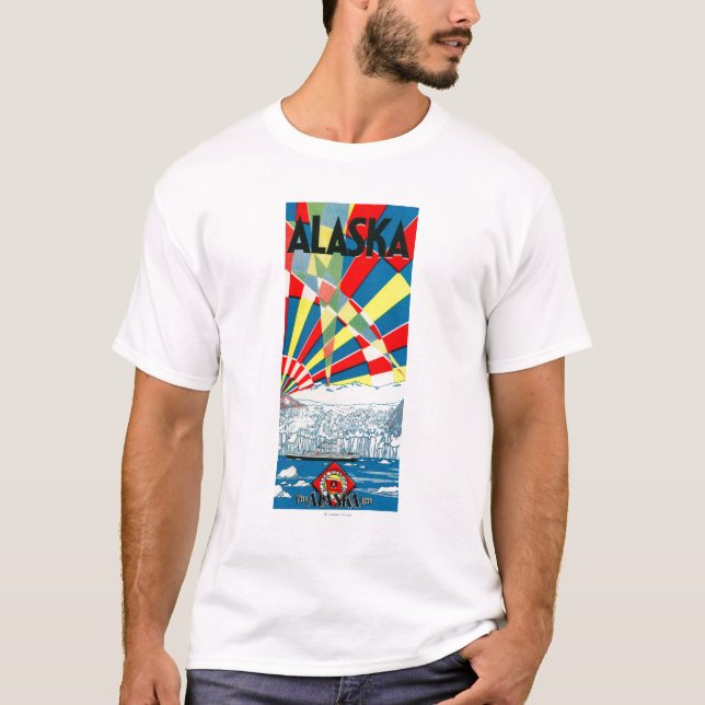 Die Alaska-Linie Dampfer-Plakat T-Shirt (Vorderseite)