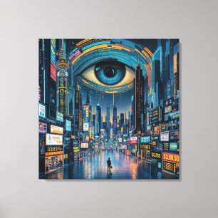 Die alles scheinende Stadt: Eine dystopische Visio Leinwanddruck