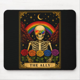 Die Ally-Tarotkarte Skelett Regenbogen Stolz Mousepad