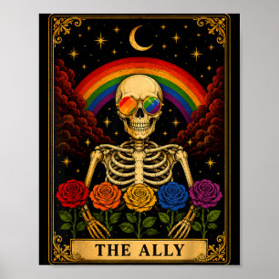Die Ally-Tarotkarte Skelett Regenbogen Stolz  Poster